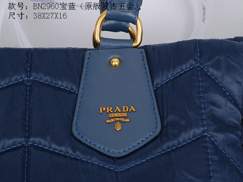2014 Prada wrinkle nylon fabric tote bag BN2960 royablue for sale